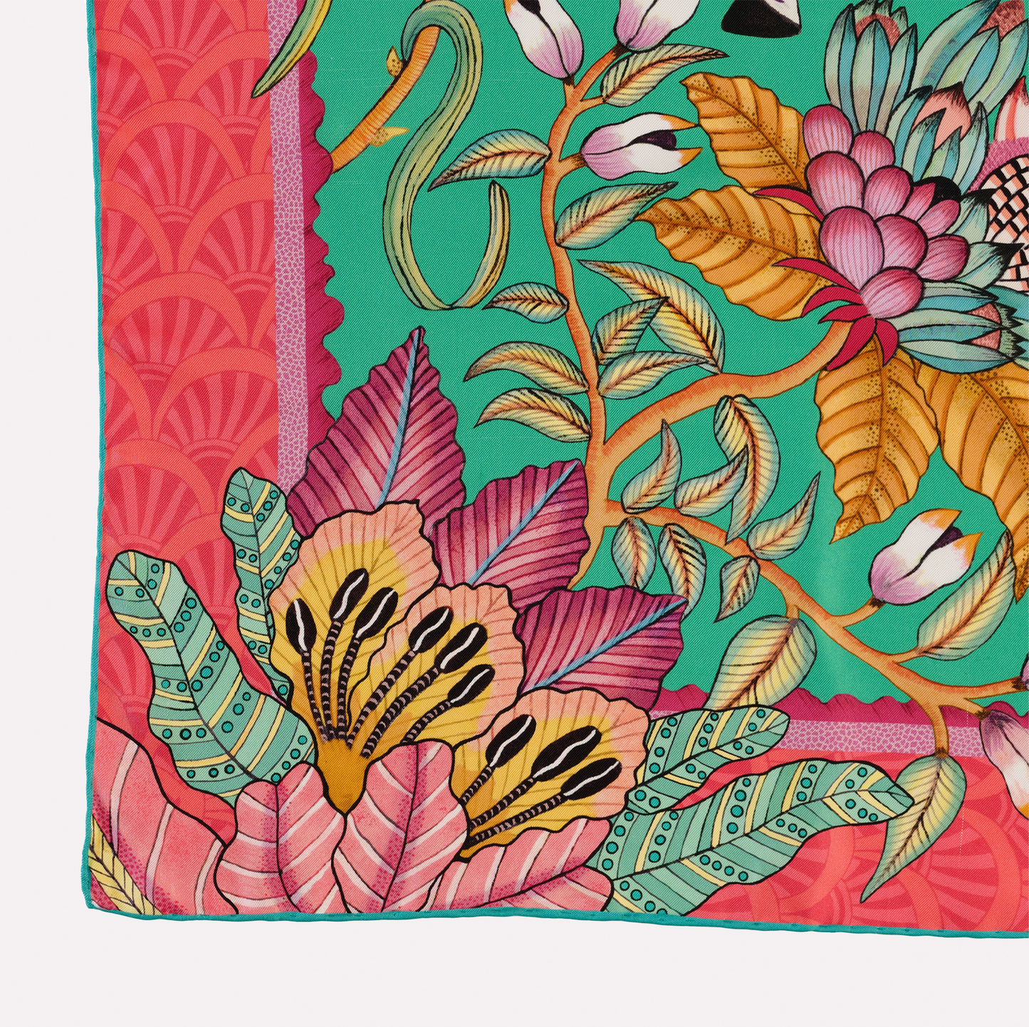 Protea Plains Silk Scarf Emerald 90