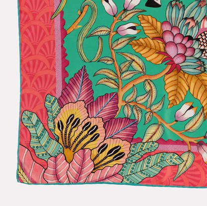 Protea Plains Silk Scarf Emerald 90