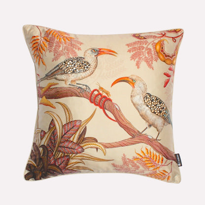 Hornbill Garden Plum Stone Silk Cushion Cover