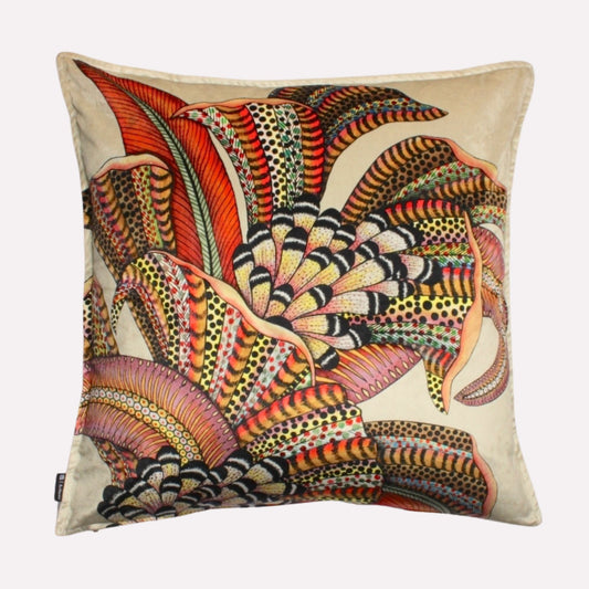 Hornbill Garden Stone Velvet Cushion Cover