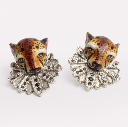Black Diamond Leopard Earrings