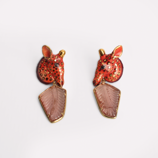 Peach Giraffe Earrings