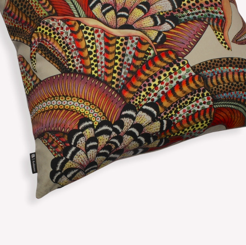 Hornbill Garden Stone Cotton Cushion Cover