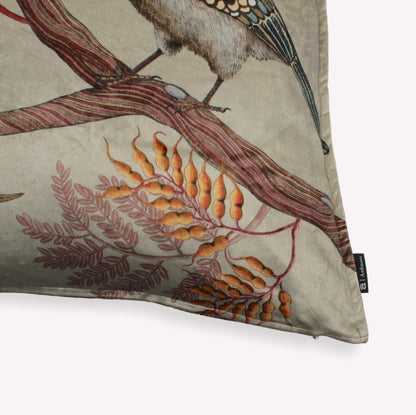 Hornbill Garden Stone Velvet Cushion Cover