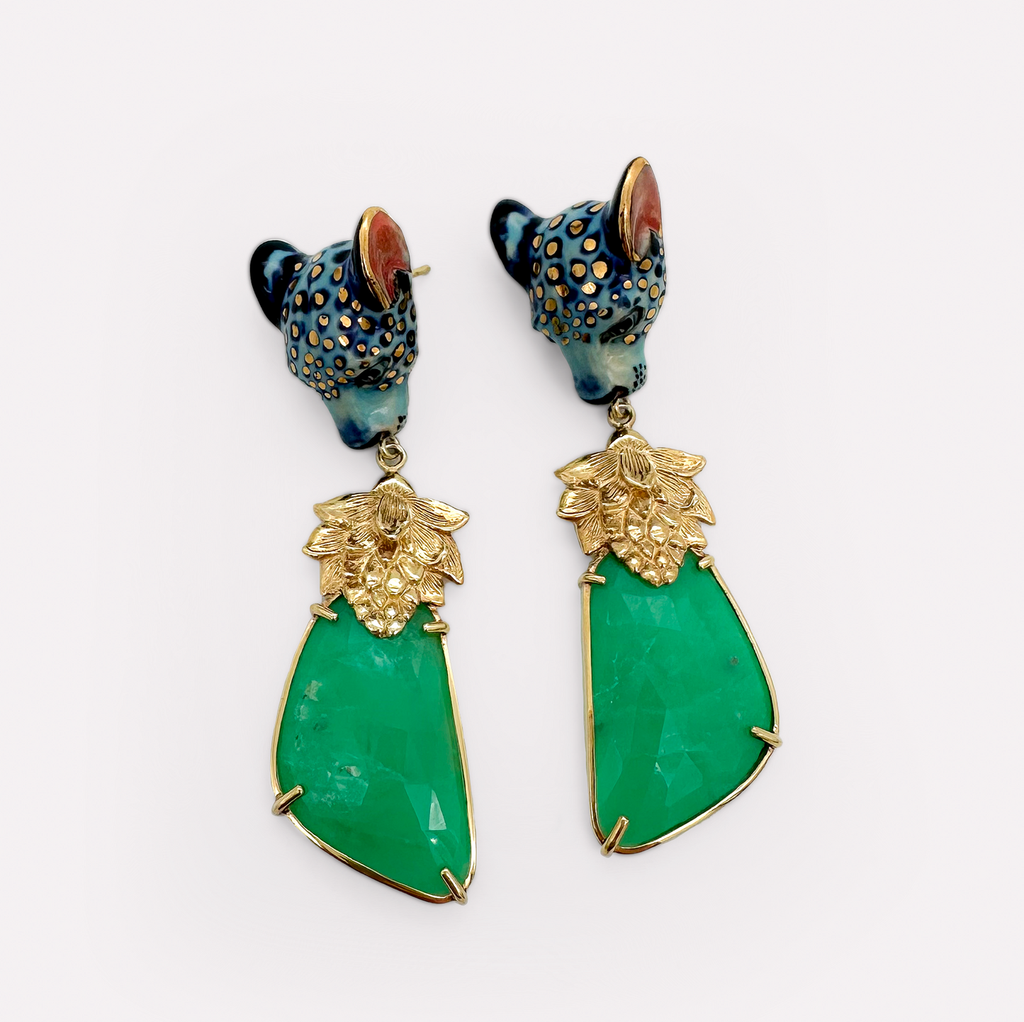 Protea Chryso Blue Leopard Earrings