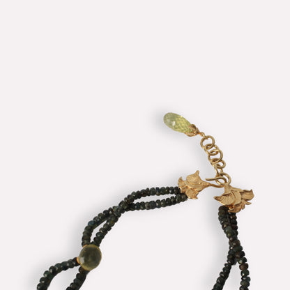 Green Leopard Tourmaline Lemon Quartz Necklace