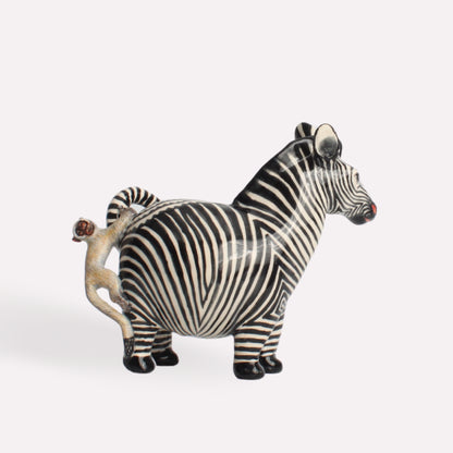 Thabisile Zebra and Monkey Sculpture