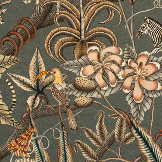 Thanda Nests Midnight Velvet Fabric, Ardmore Design
