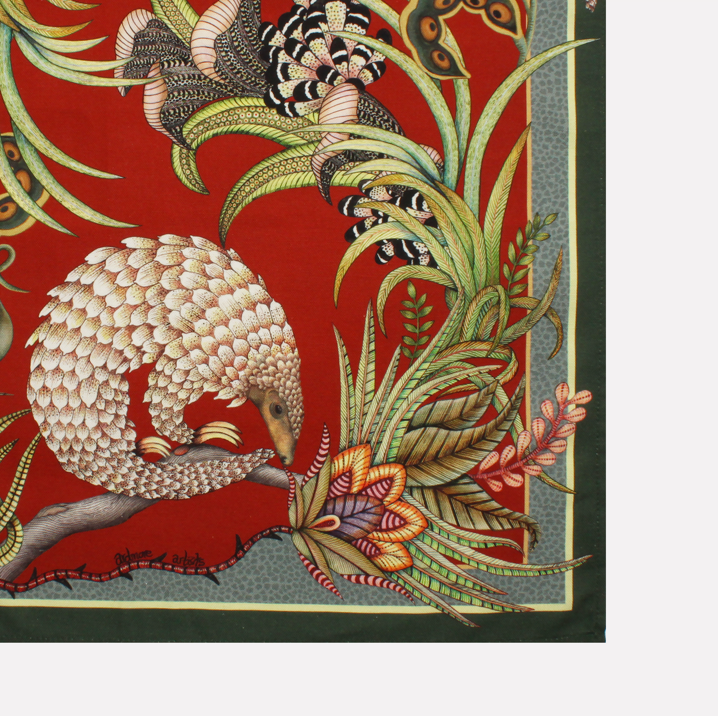 Pangolin Pair Tea Towel in Royal Red