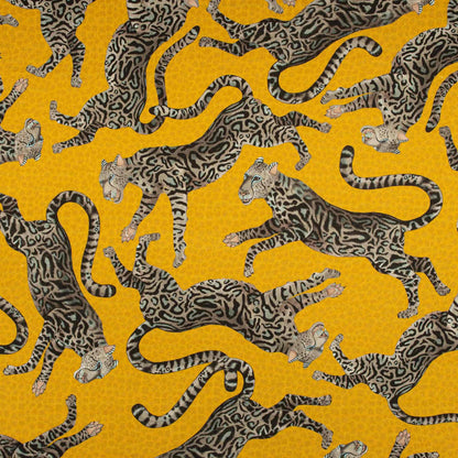 Cheetah Kings Gold Linen Fabric