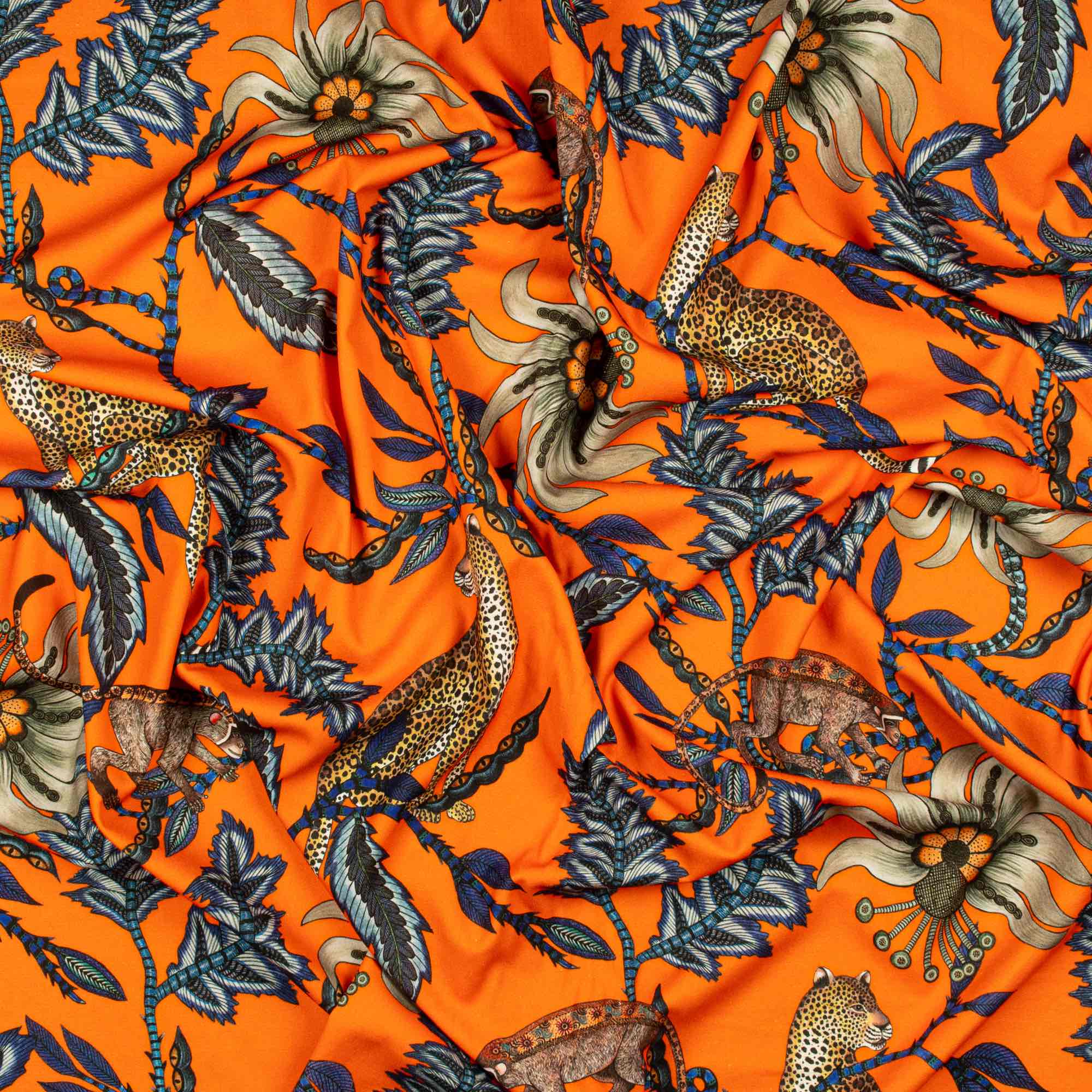 Ardmore Monkey Bean Flame Linen - Exquisite African Decor Fabric ...