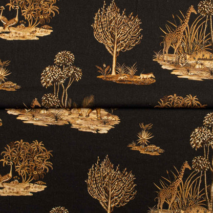 Thanda Toile Gold Linen Fabric